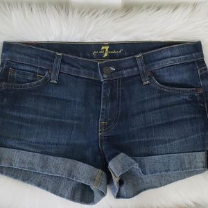 7 for All Mankind 26 rolled cuff blue jean shorts